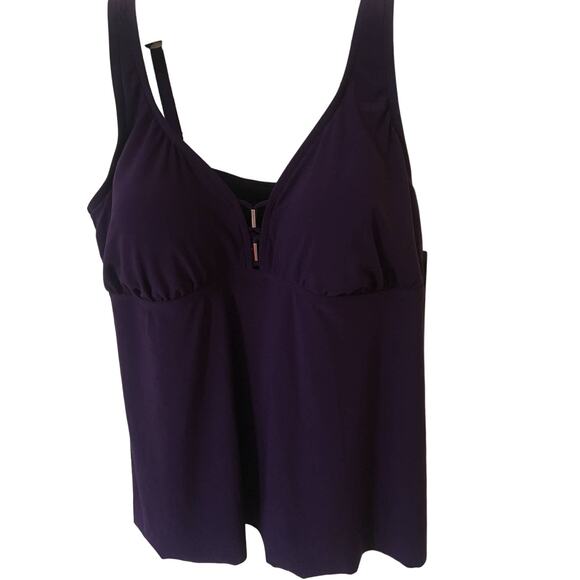 NWT Aqua Green Brand Adjustable Strap, Size 18W Purple Bathing Suit Top - Picture 1 of 4